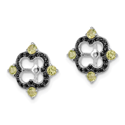 Sterling Silver Rhodium Peridot u0026 Black Sapphire Earring Jacket