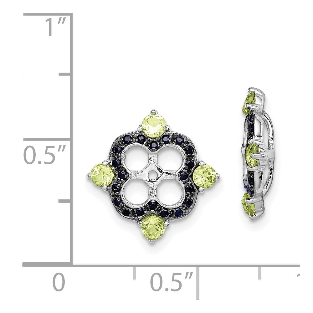 Sterling Silver Rhodium Peridot u0026 Black Sapphire Earring Jacket