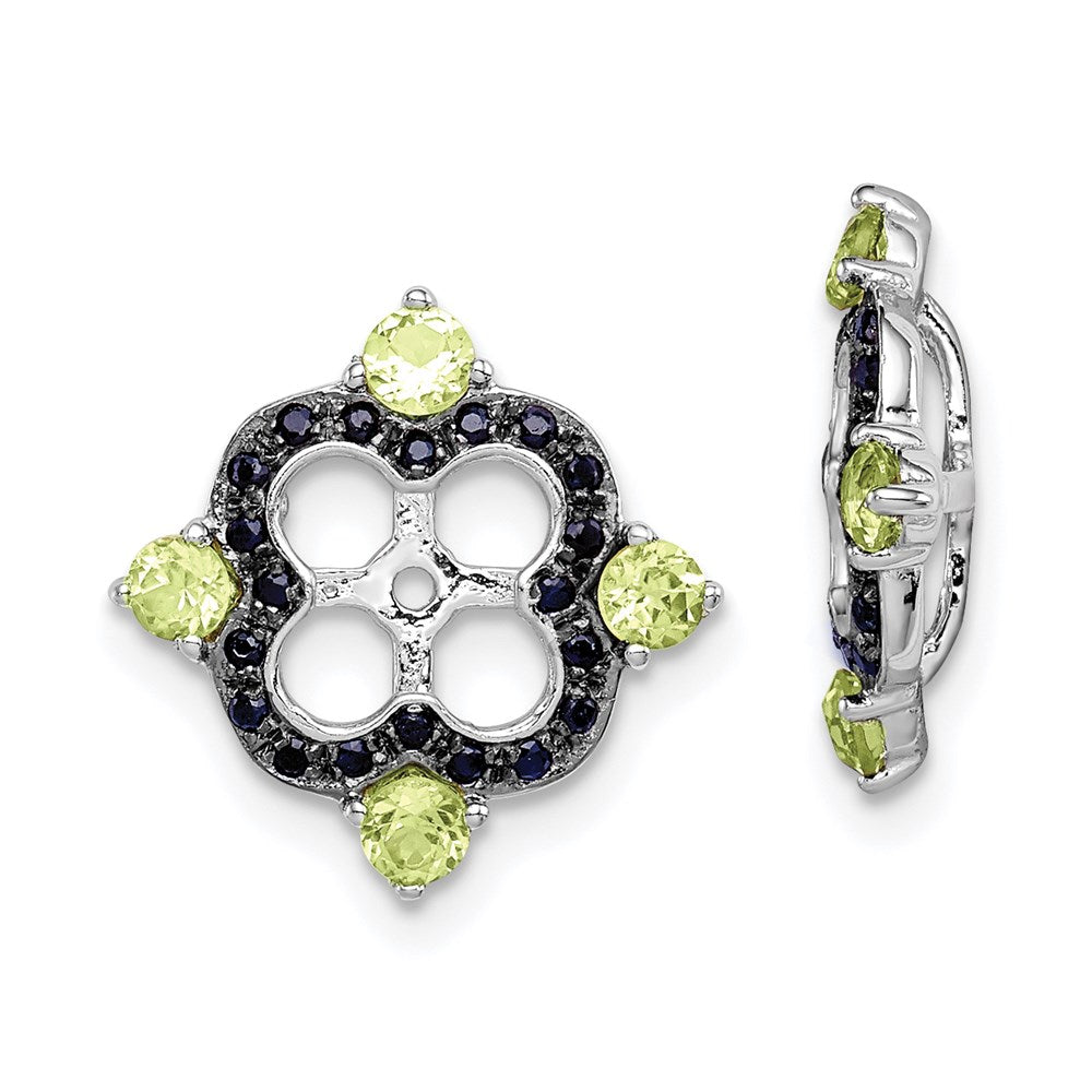 Sterling Silver Rhodium Peridot u0026 Black Sapphire Earring Jacket