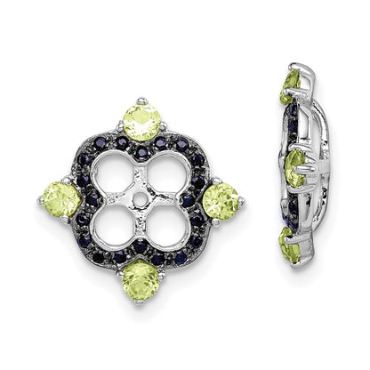 Sterling Silver Rhodium Peridot u0026 Black Sapphire Earring Jacket