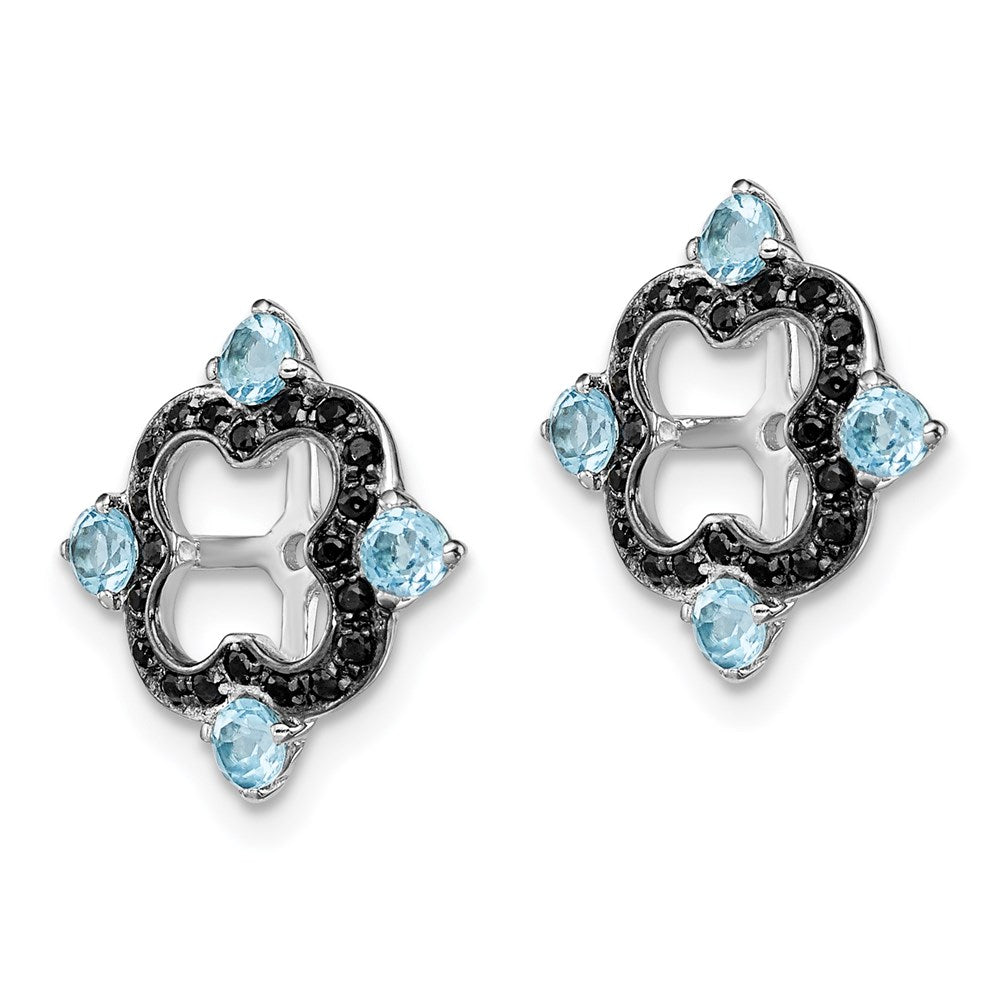 Sterling Silver Rhodium Swiss Blue Topaz u0026 Black Sapphire Earring Jacket