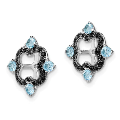 Sterling Silver Rhodium Swiss Blue Topaz u0026 Black Sapphire Earring Jacket
