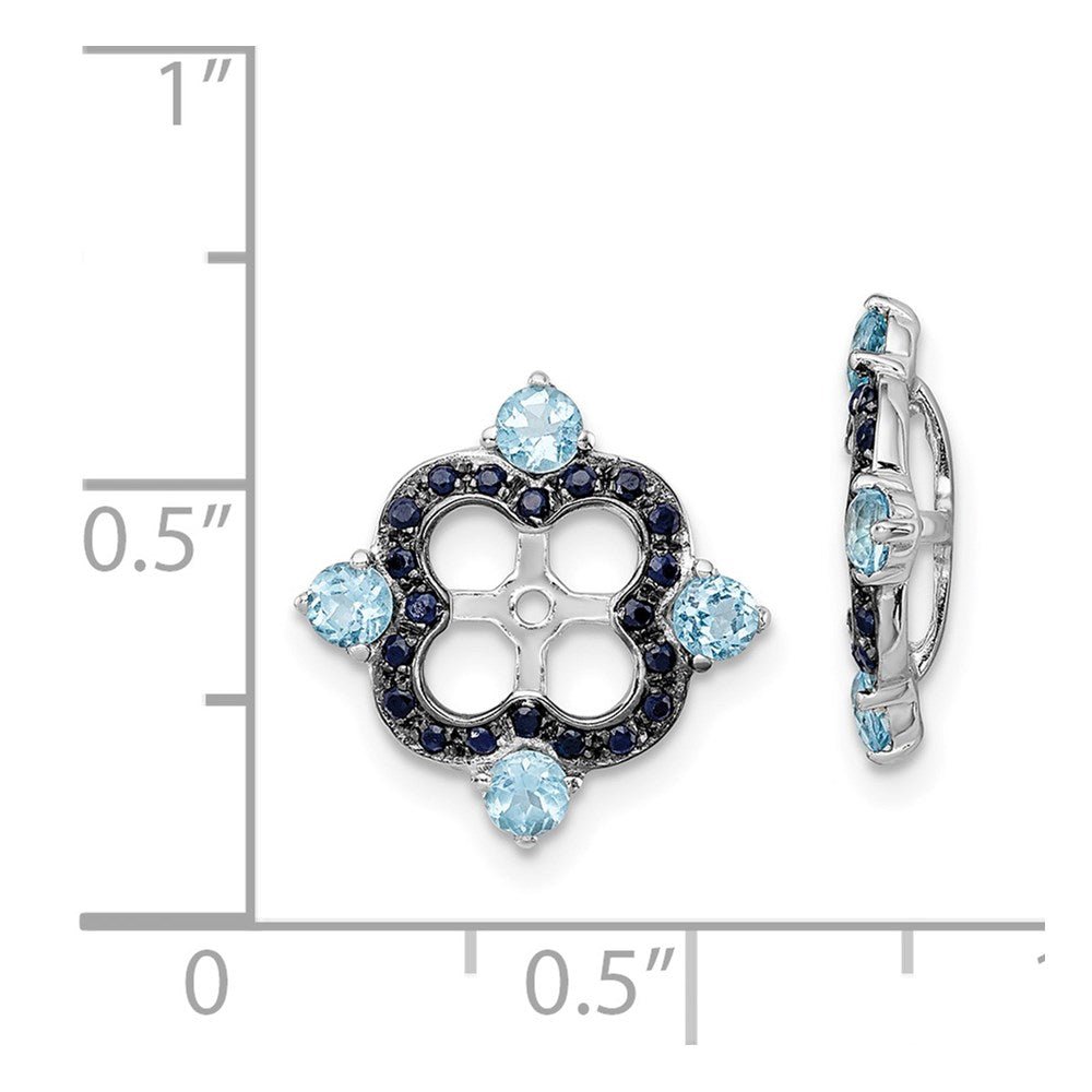 Sterling Silver Rhodium Swiss Blue Topaz u0026 Black Sapphire Earring Jacket