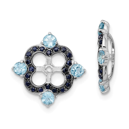 Sterling Silver Rhodium Swiss Blue Topaz u0026 Black Sapphire Earring Jacket