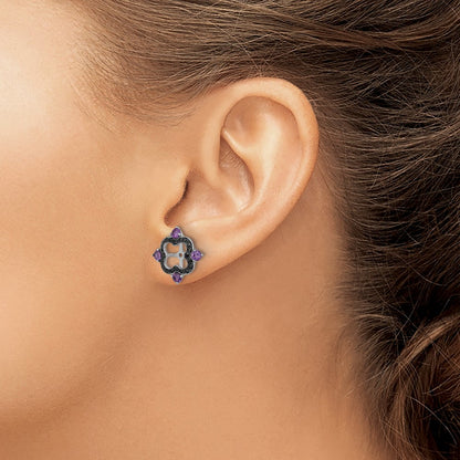 Sterling Silver Rhodium Amethyst u0026 Black Sapphire Earring Jacket