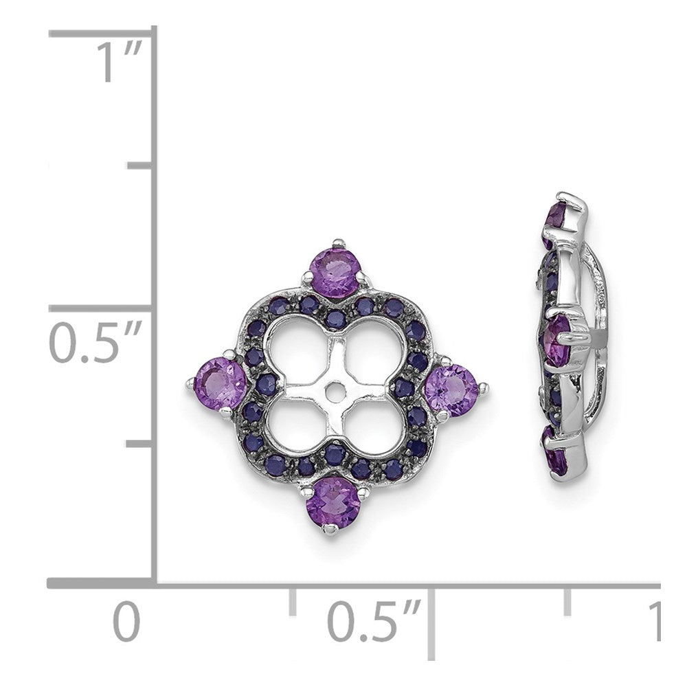 Sterling Silver Rhodium Amethyst u0026 Black Sapphire Earring Jacket