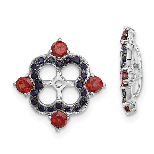 Sterling Silver Rhodium Garnet u0026 Black Sapphire Earring Jacket