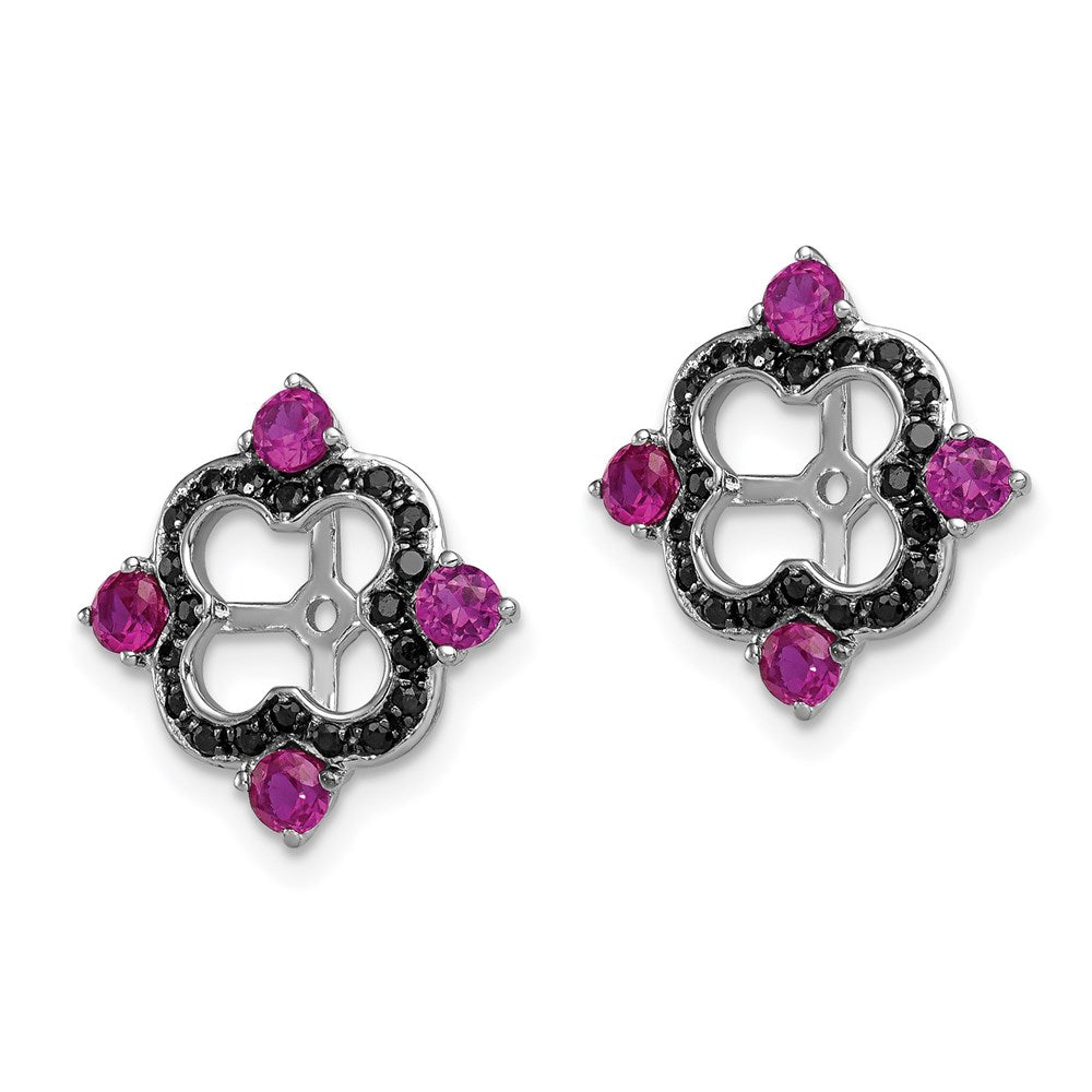 Sterling Silver Rhodium Created Ruby u0026 Black Sapphire Earring Jacket