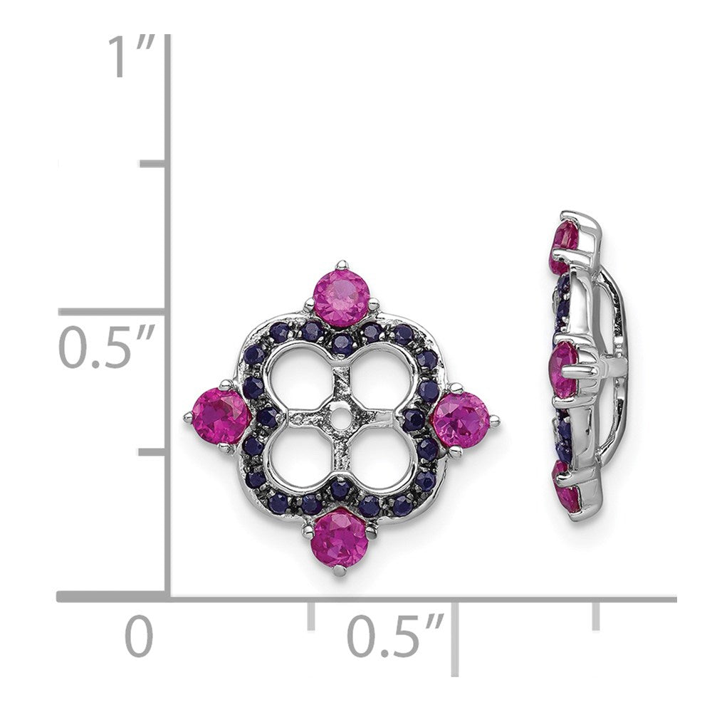 Sterling Silver Rhodium Created Ruby u0026 Black Sapphire Earring Jacket