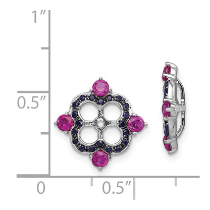 Sterling Silver Rhodium Created Ruby u0026 Black Sapphire Earring Jacket