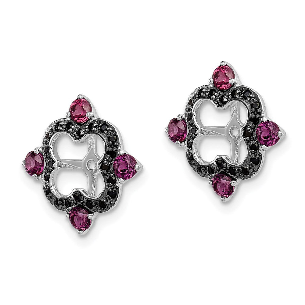 Sterling Silver Rhodium Rhodolite Garnet u0026 Black Sapphire Earring Jacket
