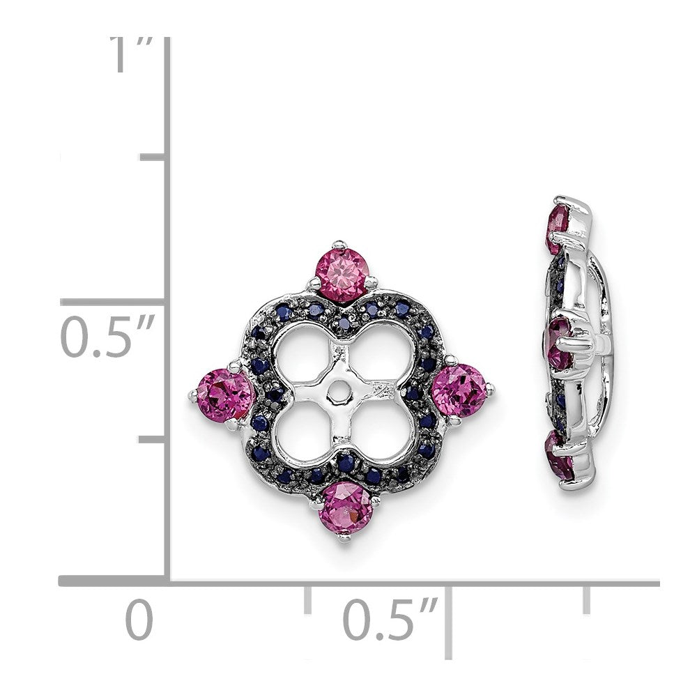Sterling Silver Rhodium Rhodolite Garnet u0026 Black Sapphire Earring Jacket