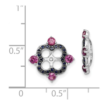 Sterling Silver Rhodium Rhodolite Garnet u0026 Black Sapphire Earring Jacket