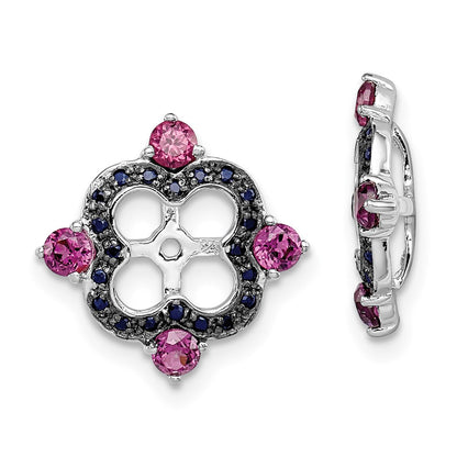 Sterling Silver Rhodium Rhodolite Garnet u0026 Black Sapphire Earring Jacket