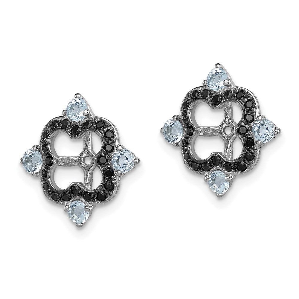 Sterling Silver Rhodium Aquamarine u0026 Black Sapphire Earring Jacket
