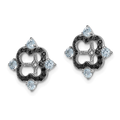 Sterling Silver Rhodium Aquamarine u0026 Black Sapphire Earring Jacket