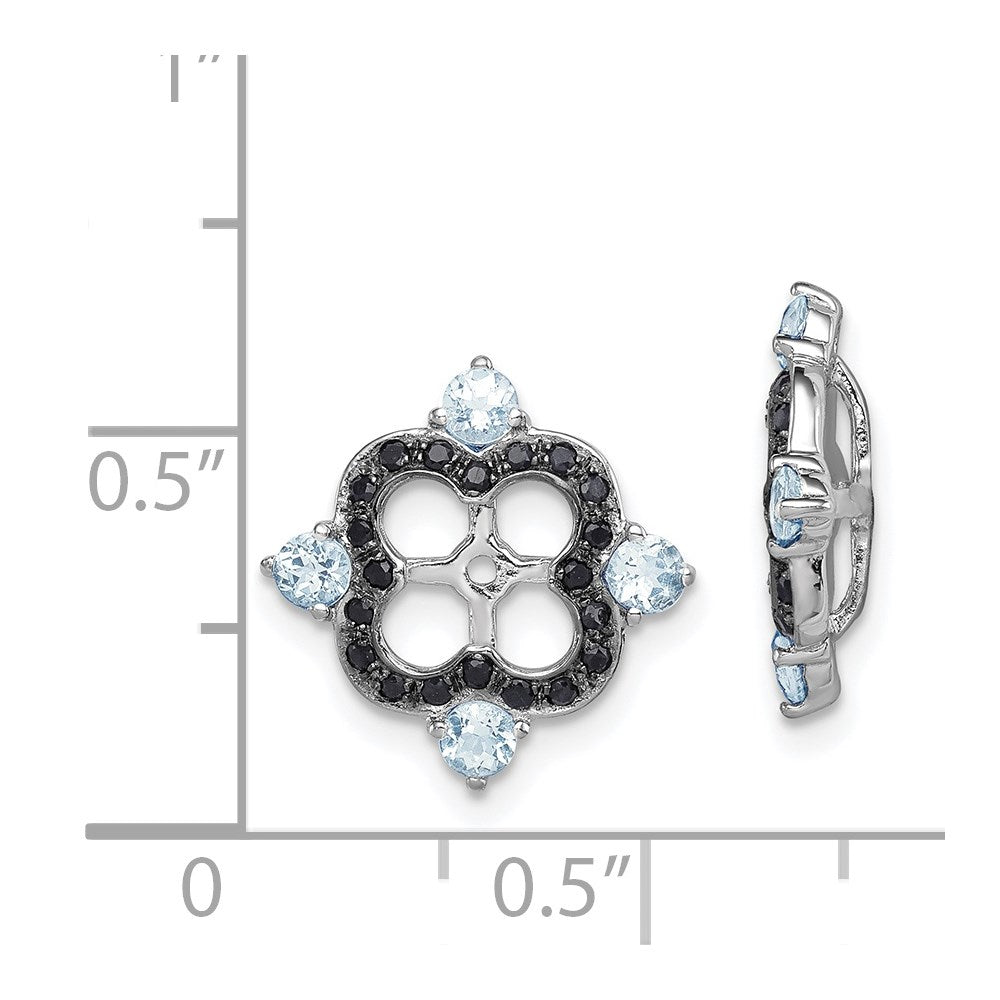 Sterling Silver Rhodium Aquamarine u0026 Black Sapphire Earring Jacket
