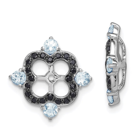 Sterling Silver Rhodium Aquamarine u0026 Black Sapphire Earring Jacket