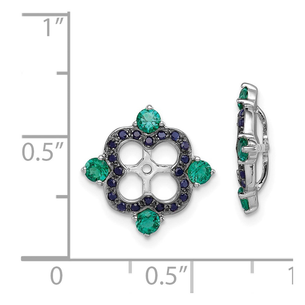 Sterling Silver Rhodium Created Emerald u0026 Black Sapphire Earring Jacket