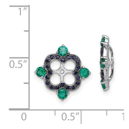 Sterling Silver Rhodium Created Emerald u0026 Black Sapphire Earring Jacket