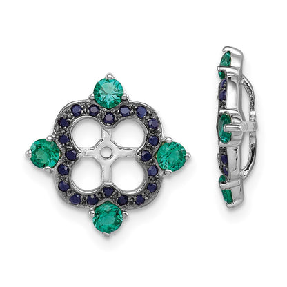 Sterling Silver Rhodium Created Emerald u0026 Black Sapphire Earring Jacket