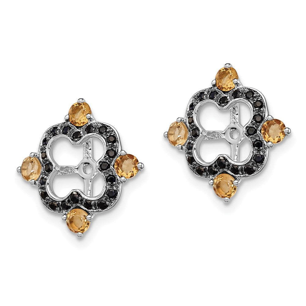 Sterling Silver Rhodium Citrine u0026 Black Sapphire Earring Jacket