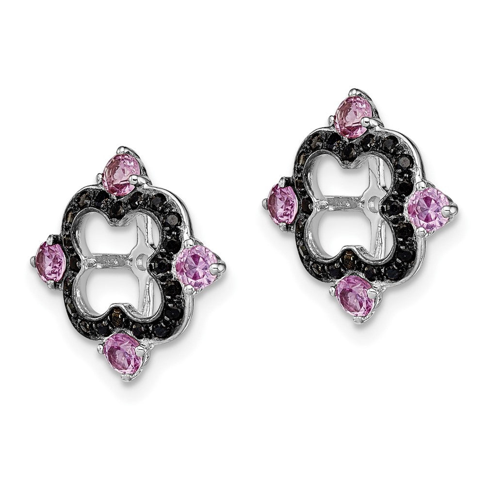 Sterling Silver Rhodium Crted Pink Sapphire u0026 Black Sapphire Earring Jacket