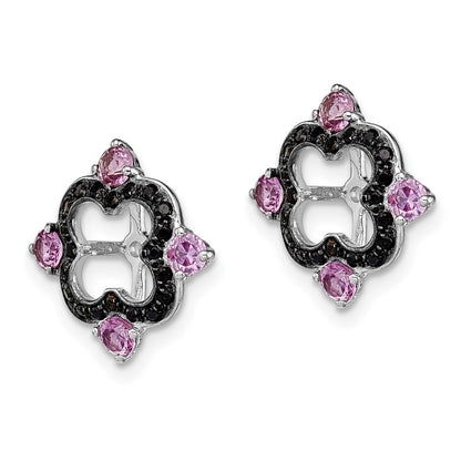 Sterling Silver Rhodium Crted Pink Sapphire u0026 Black Sapphire Earring Jacket