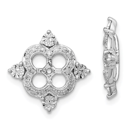 Sterling Silver Rhodium Diamond Earring Jacket
