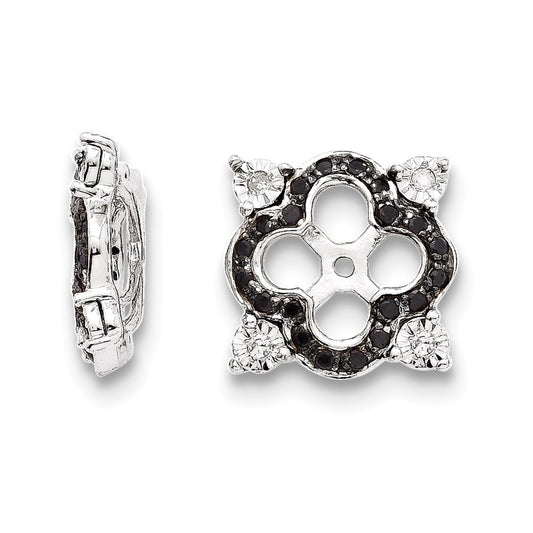 Sterling Silver Rhodium Diamond u0026 Black Sapphire Earring Jacket