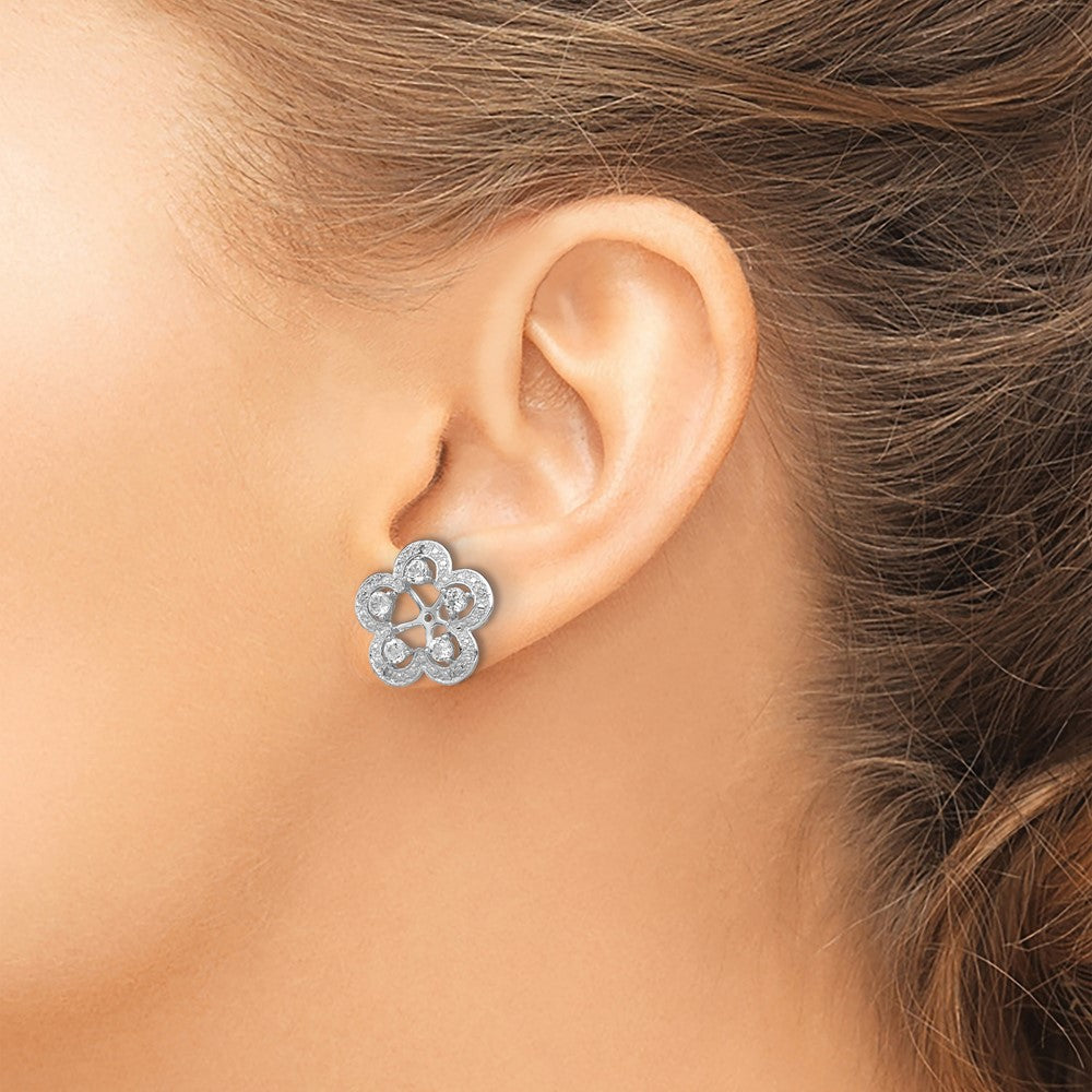 Sterling Silver Rhodium Diamond u0026 White Topaz Earring Jacket