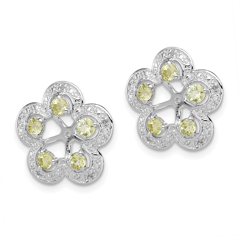 Sterling Silver Rhodium Diamond u0026 Peridot Earring Jacket