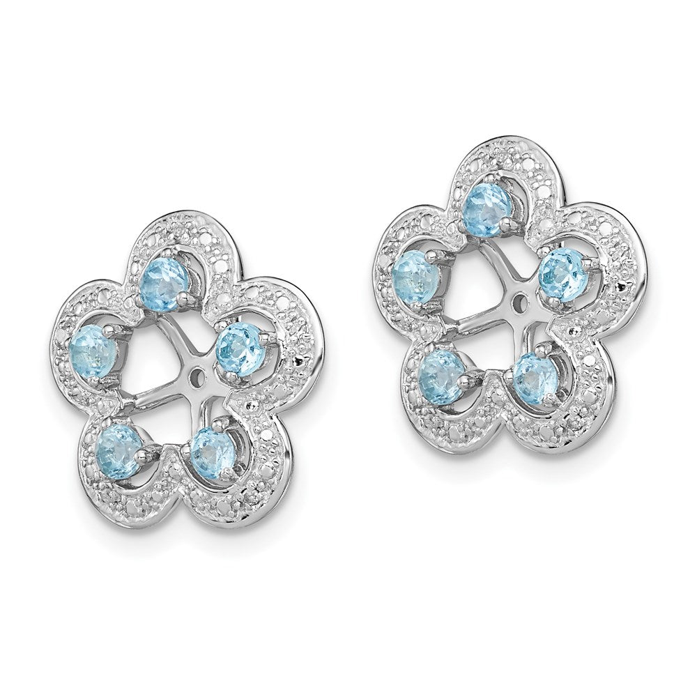 Sterling Silver Rhodium Diamond u0026 Swiss Blue Topaz Earring Jacket