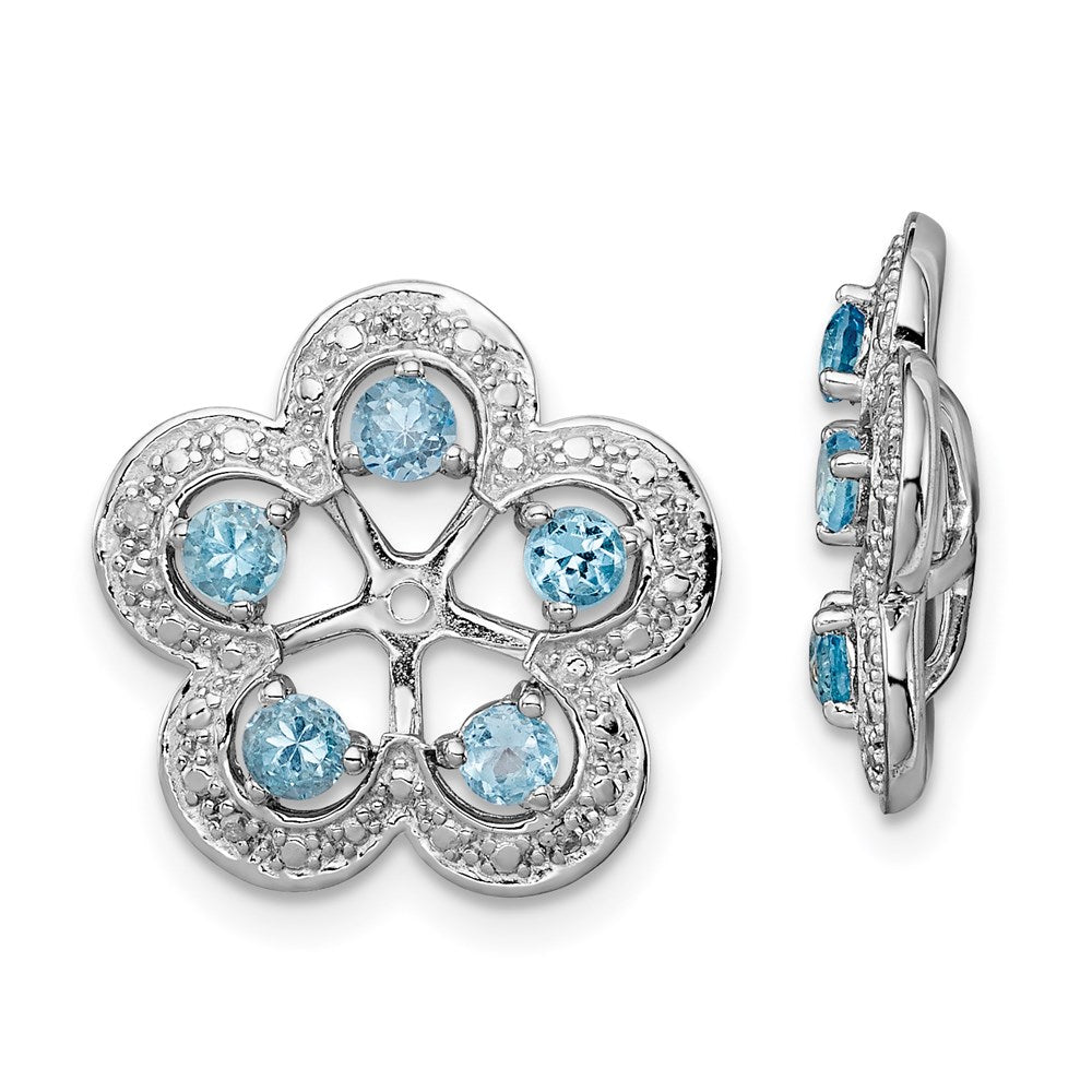 Sterling Silver Rhodium Diamond u0026 Swiss Blue Topaz Earring Jacket