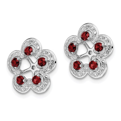 Sterling Silver Rhodium Diamond u0026 Garnet Earring Jacket