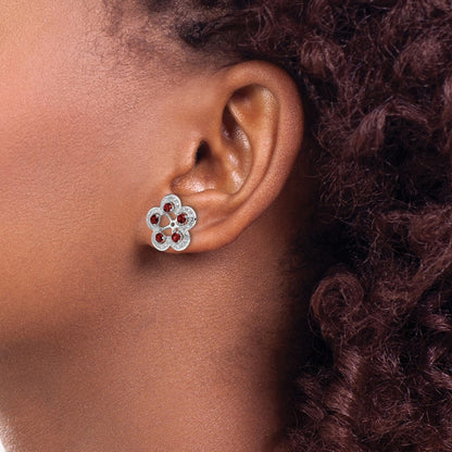 Sterling Silver Rhodium Diamond u0026 Garnet Earring Jacket