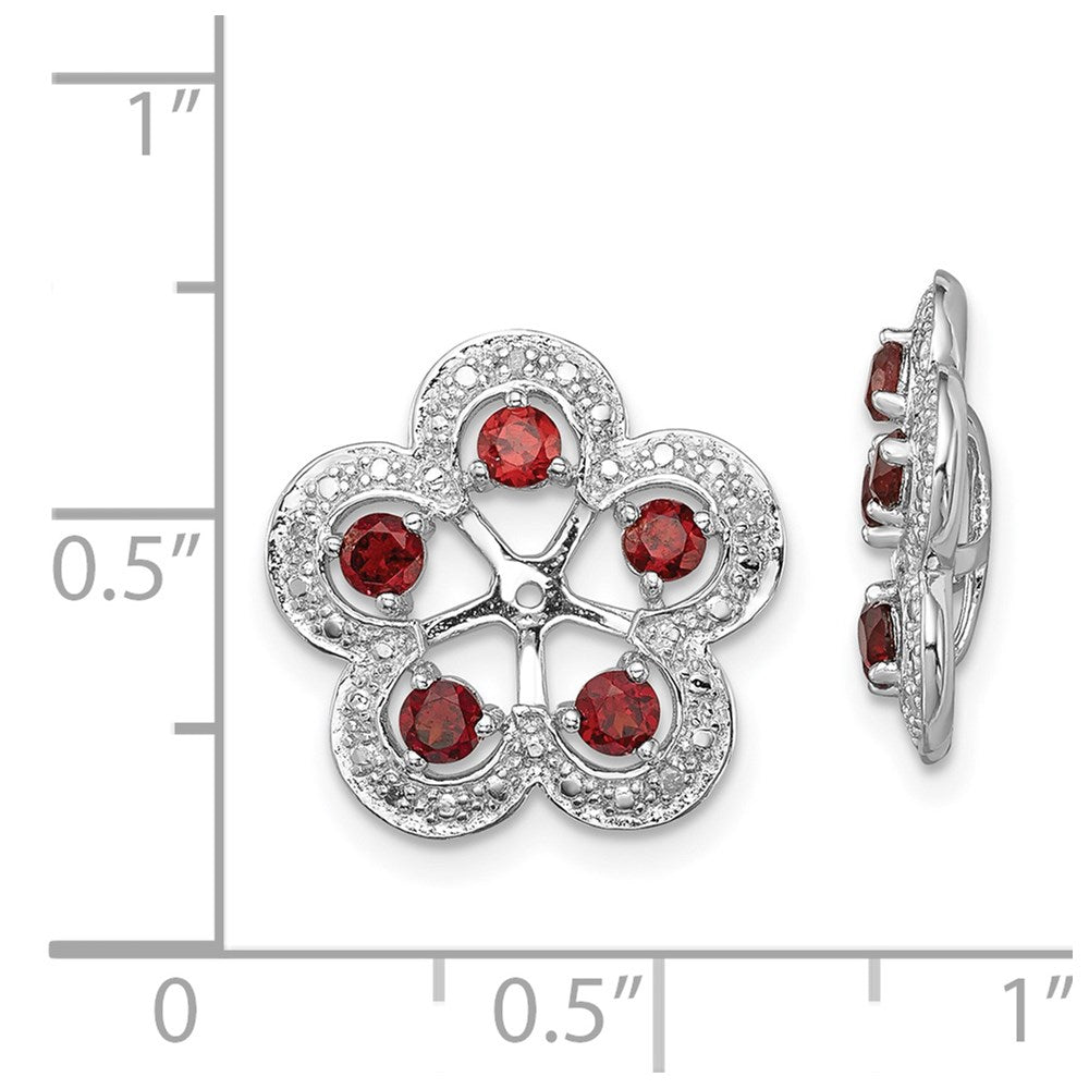 Sterling Silver Rhodium Diamond u0026 Garnet Earring Jacket