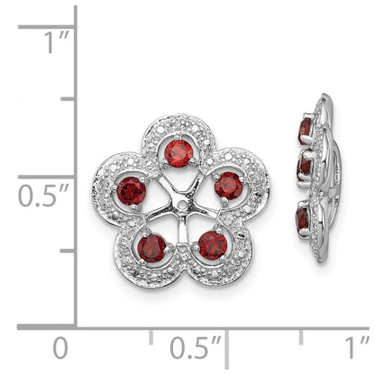Sterling Silver Rhodium Diamond u0026 Garnet Earring Jacket