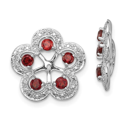 Sterling Silver Rhodium Diamond u0026 Garnet Earring Jacket