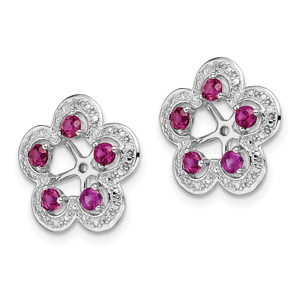 Sterling Silver Rhodium Diamond u0026 Created Ruby Earring Jacket