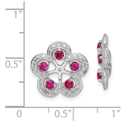 Sterling Silver Rhodium Diamond u0026 Created Ruby Earring Jacket