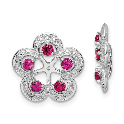 Sterling Silver Rhodium Diamond u0026 Created Ruby Earring Jacket