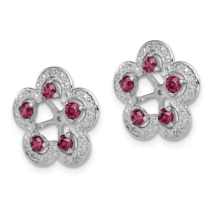 Sterling Silver Rhodium Diamond u0026 Rhodolite Garnet Earring Jacket