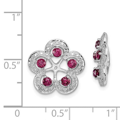 Sterling Silver Rhodium Diamond u0026 Rhodolite Garnet Earring Jacket