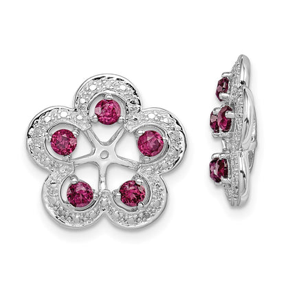 Sterling Silver Rhodium Diamond u0026 Rhodolite Garnet Earring Jacket