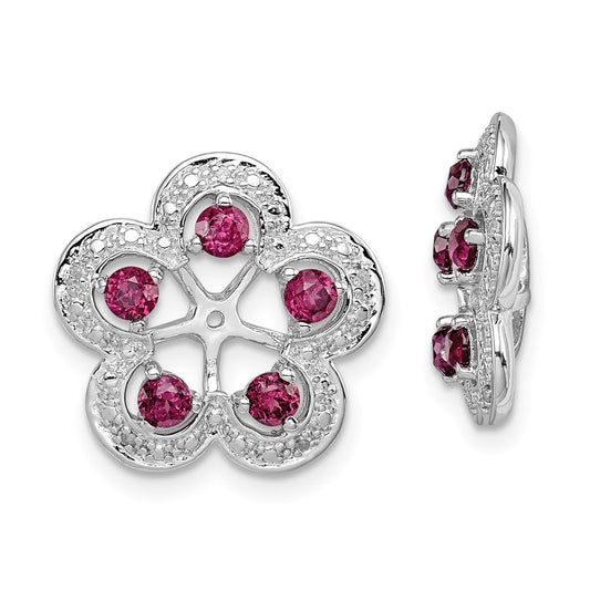 Sterling Silver Rhodium Diamond u0026 Rhodolite Garnet Earring Jacket