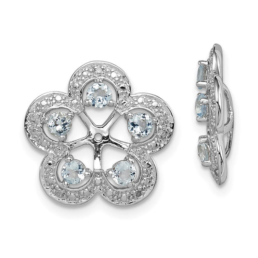 Sterling Silver Rhodium Diamond u0026 Aquamarine Earring Jacket