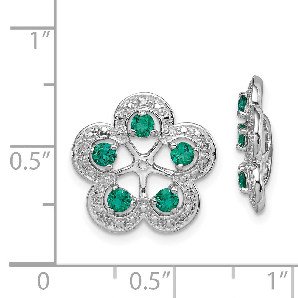 Sterling Silver Rhodium Diamond u0026 Created Emerald Earring Jacket