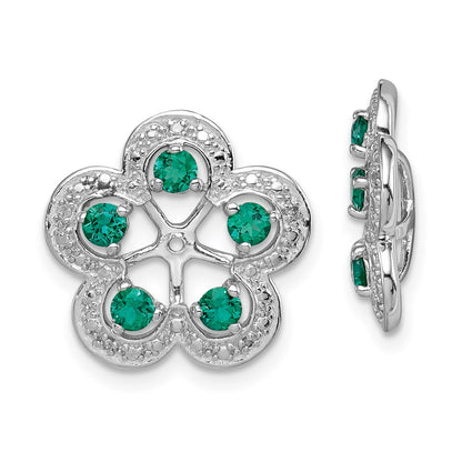 Sterling Silver Rhodium Diamond u0026 Created Emerald Earring Jacket