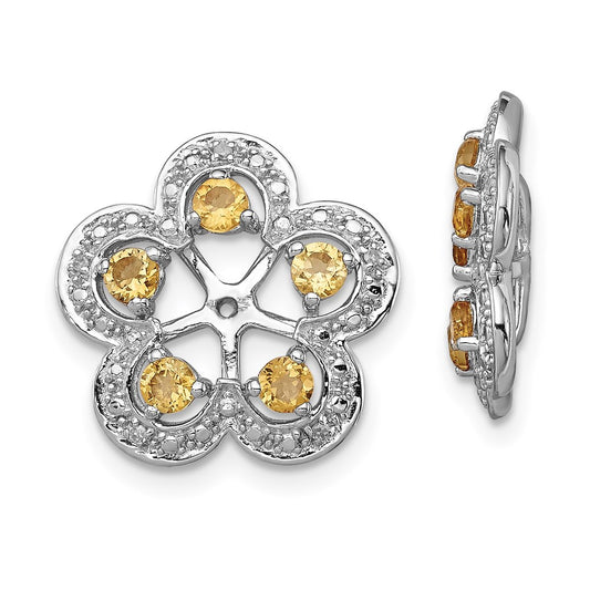 Sterling Silver Rhodium Diamond u0026 Citrine Earring Jacket